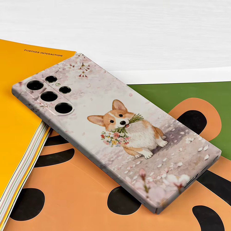 Stoßfeste Doppelschicht Handyhülle mit Corgi und Kirschblüten für Samsung Galaxy S26 S25 S24 S23 Ultra Plus, Mehrfarbig - Bild 2