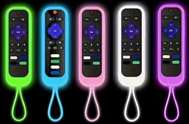 Leuchtende Silikon-Fernbedienungsabdeckung für Roku TV Remote, Roku Simple Remote und Roku Voice Remote in Blau - Bild 1