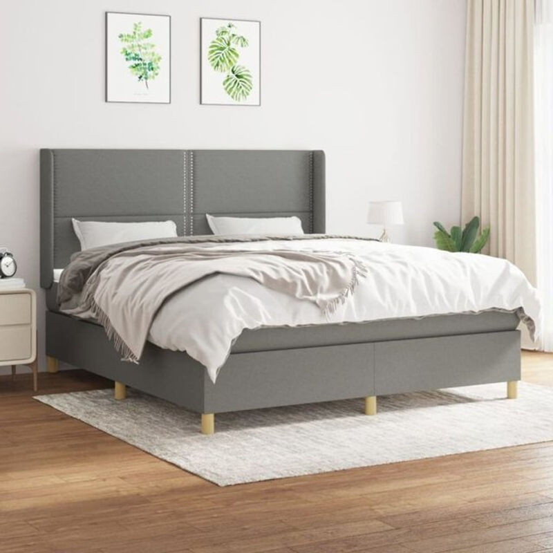 vidaxl Boxspringbett mit Matratze aus Stoff in Anthrazit und Grau B/T/H: 180 x 200 cm - Bild 1
