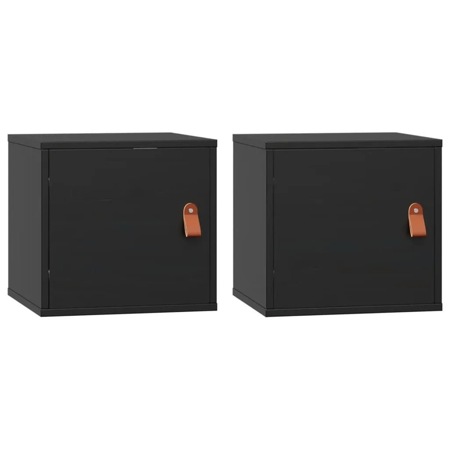 vidaXL Wandschränke aus Massivholz Kiefer im 2er-Set, Schwarz, B/T/H: 31,5 x 30 x 30 cm - Bild 2