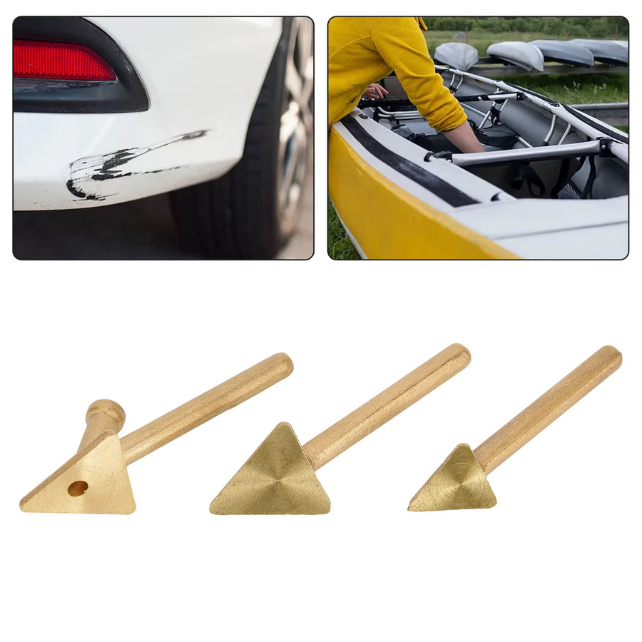 3er-Set Schweißer Lötkolben Spitzen für 80 Watt Kunststoffschweißgerät zur Reparatur von TPO, TEO und PP Auto Stoßstangen in Gold - Bild 2