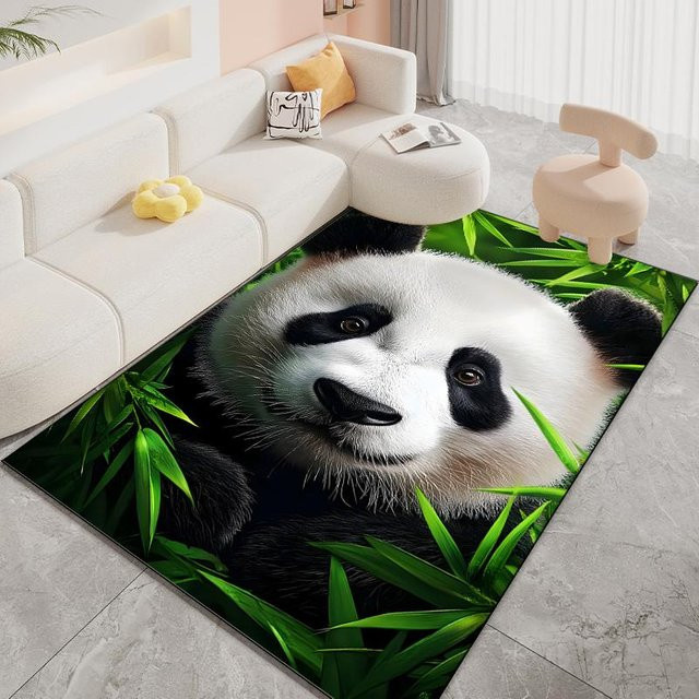 Miniso Panda Cartoon Muster Teppich, Mehrfarbig, B/T: 90 x 130 cm - Bild 1