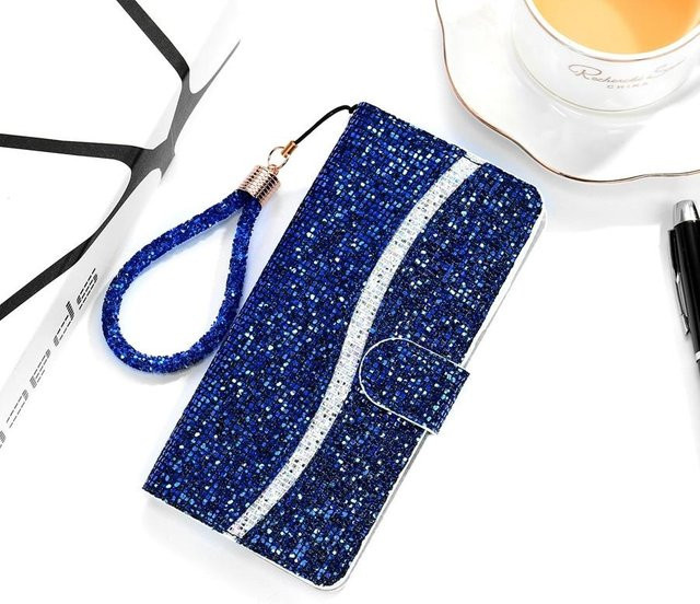 Samsung Leder-Brieftasche für Galaxy A12 A13 A22 A32 A50 A51 A52 A53 A70 A71 A72 A73 S22 Ultra S22 Plus S21 FE S20 FE S10 Plus in Blau - Bild 1