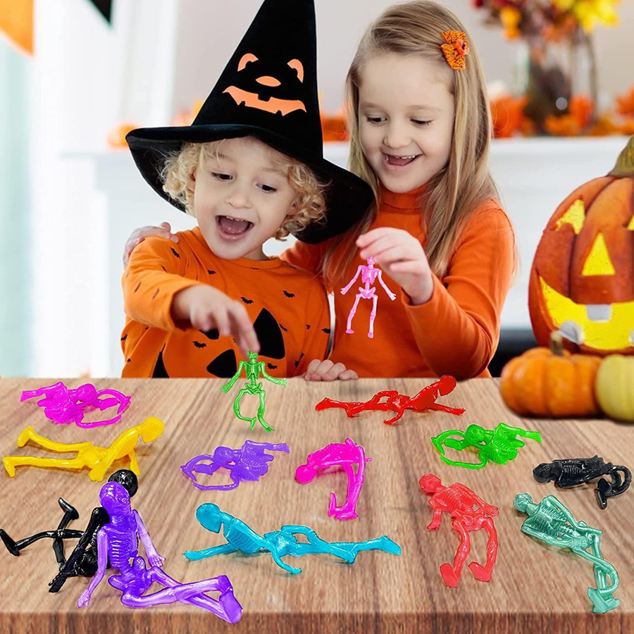 Super Six Dehnbares Weiches Gummi Totenkopf Skelett Zombie Puppe 10-teiliges Set - Bild 2