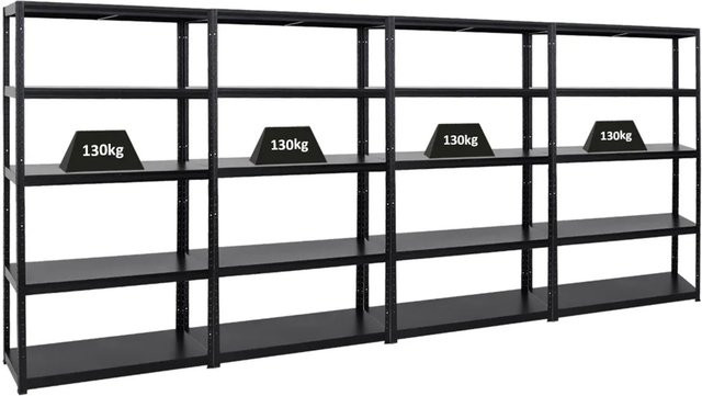 4er Set PROREGAL Schwerlastregal Steel Eagle aus Metall in Schwarz, H x B x T: 180 x 100 x 40 cm - Bild 1