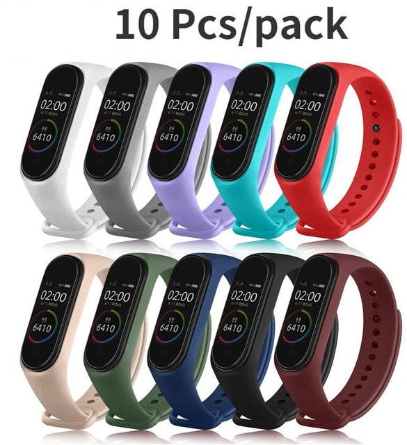 10er Packung Lusili Silikonarmband für Xiaomi Band 7 6 5 4 3 in Grau und Multicolour - Bild 1