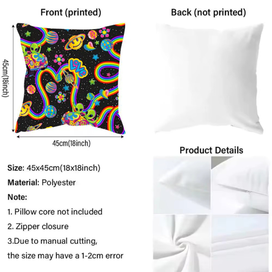 L-Lisa Frank Kissenbezug mit Grafikmuster in Schwarz und Multicolour, B/T/H: 30 x 30 x 30 cm - Bild 4