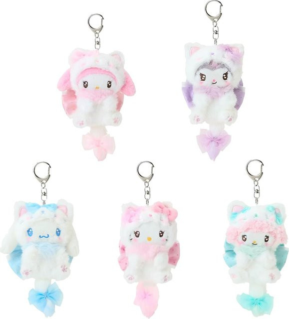 Sanrio Creme-Katzen-Serie, Kitty, My Melody, Sweet Piano, Kuromi, Cinnamoroll, Plüsch-Schlüsselanhänger, Puppenanhänger - Bild 1