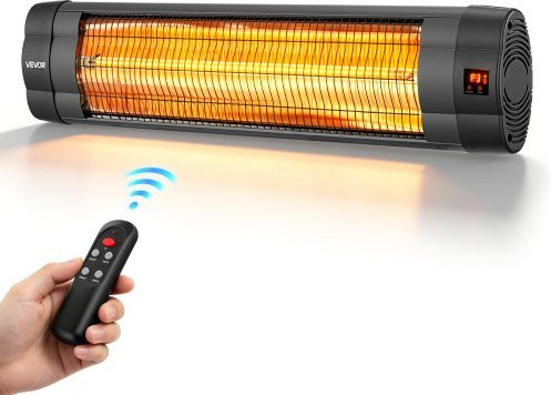 VEVOR Infrarot Heizstrahler 2500W Elektrischer Infrarotstrahler in Schwarz mit Fernbedienung und 3 Heizstufen für Garten, Terrasse und Balkon - Bild 1