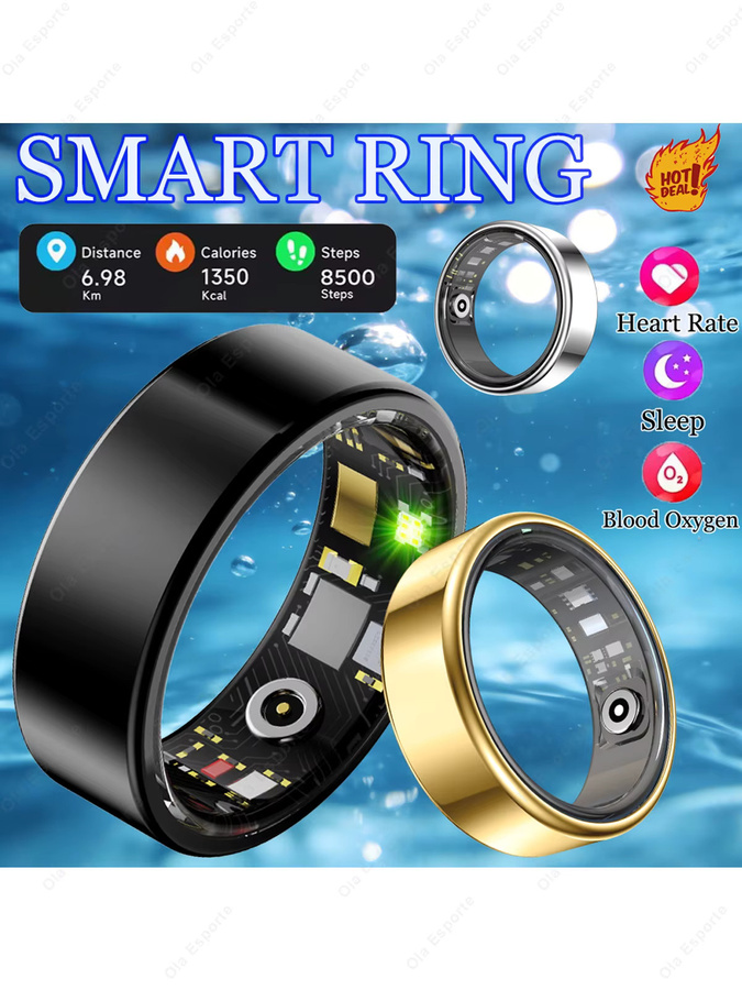 Ola Esporte Smart Ring Schwarz mit Ladeetui zur Herzfrequenz- und Blutsauerstoffüberwachung für Männer und Frauen, wasserdicht, kompatibel mit Android und iOS - Bild 5