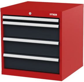 STIER Schubladenschrank aus Stahl mit 4 Schubladen, Farbe rot/anthrazitgrau, B/T/H: 60,0 x 57,5 x 62,0 cm - Bild 1