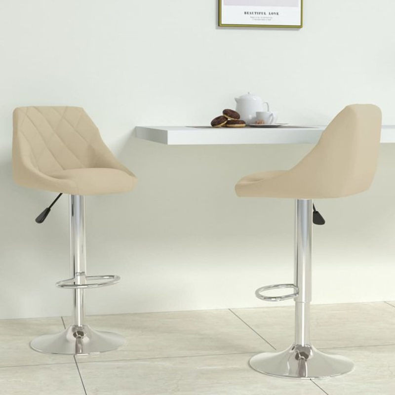 2er Set Barhocker von Vidaxl in Beige aus Samt mit Chrom-Stahlgestell - Bild 1