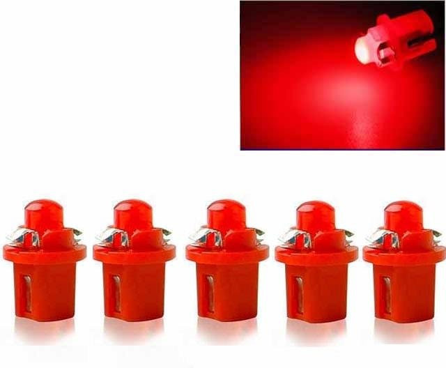 Weeten Auto Parts T5 B8.5D 1SMD LED Glühbirnen für Armaturenbrett und Instrumententafel, 12 V, Rot, 5 Stück - Bild 1