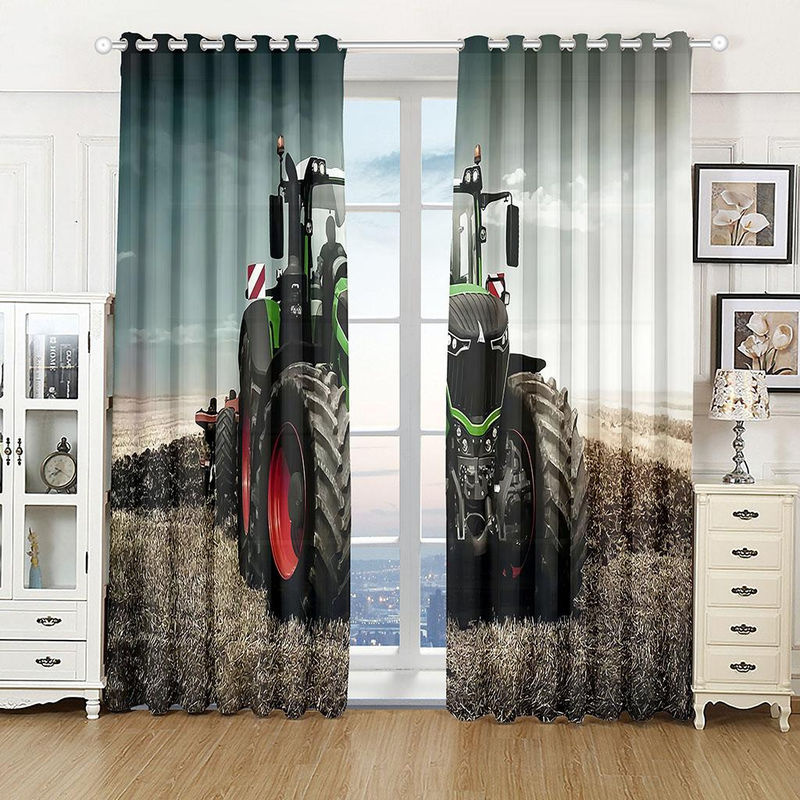 2er-Set A Family Of Home Textiles Fenstervorhänge mit 3D Traktor und Bauernhof Motiv, halbtransparent, Mehrfarbig, B: 50 cm, H: 130 cm - Bild 2