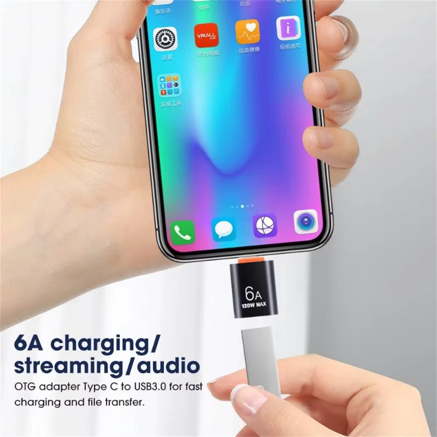 NNBILI USB-C-zu-Typ-C-OTG-Adapter in Orange mit 120 W für MacBook und Samsung zur Datenübertragung und zum Laden - Bild 4