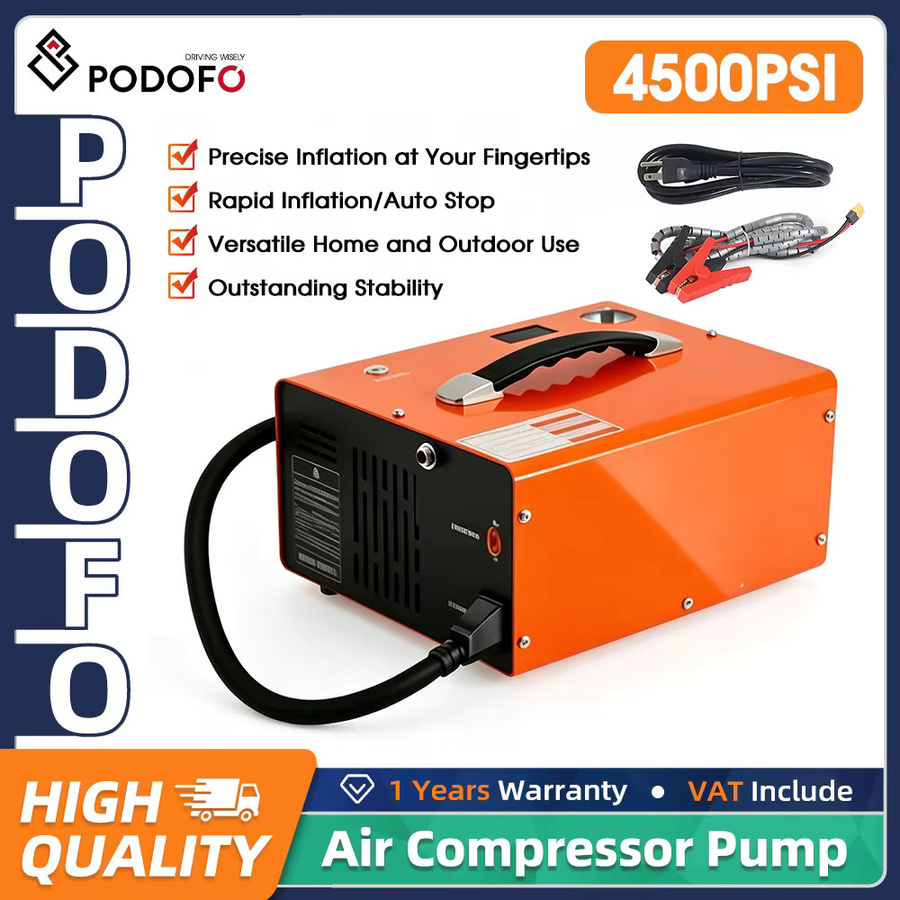 Podofo Tragbarer PCP-Luftkompressor mit Auto-Stopp-Funktion, Ölfreie Hochdruck-Luftpumpe für Luftgewehre, Farbe: Orange - Bild 6