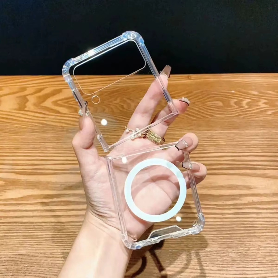 Transparente magnetische MagSafe-kompatible Schutzhülle für Samsung Galaxy Z Flip (Modelle 3 bis 8), stoßfeste kabellose Ladehülle - Bild 2