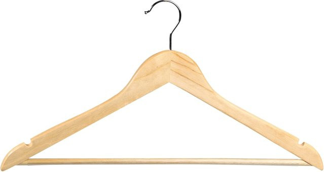 KESPER Formkleiderbügel aus Holz in Beige, 12er Pack, rutschfest mit Kleiderstange und Kerben - Bild 1