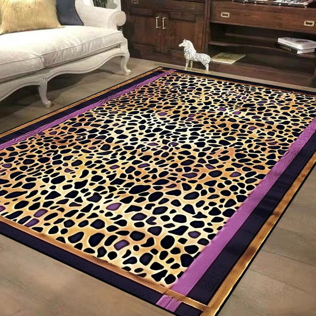Karpetti Dekorativer Teppich mit Leopardenmuster im nordischen Stil, B/B: 80 x 120 cm, Mehrfarbig, Rutschfest und Waschbar - Bild 1