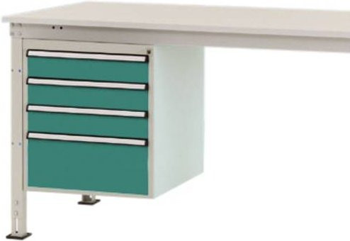 Manuflex ZB4813.0001 Gehäuse-Unterbau Stationär in Grau und Multicolour mit 4 abschließbaren Schubfächern aus Stahl für Tischtiefe 1000 mm, Nutzhöhe: 500 mm - Bild 1