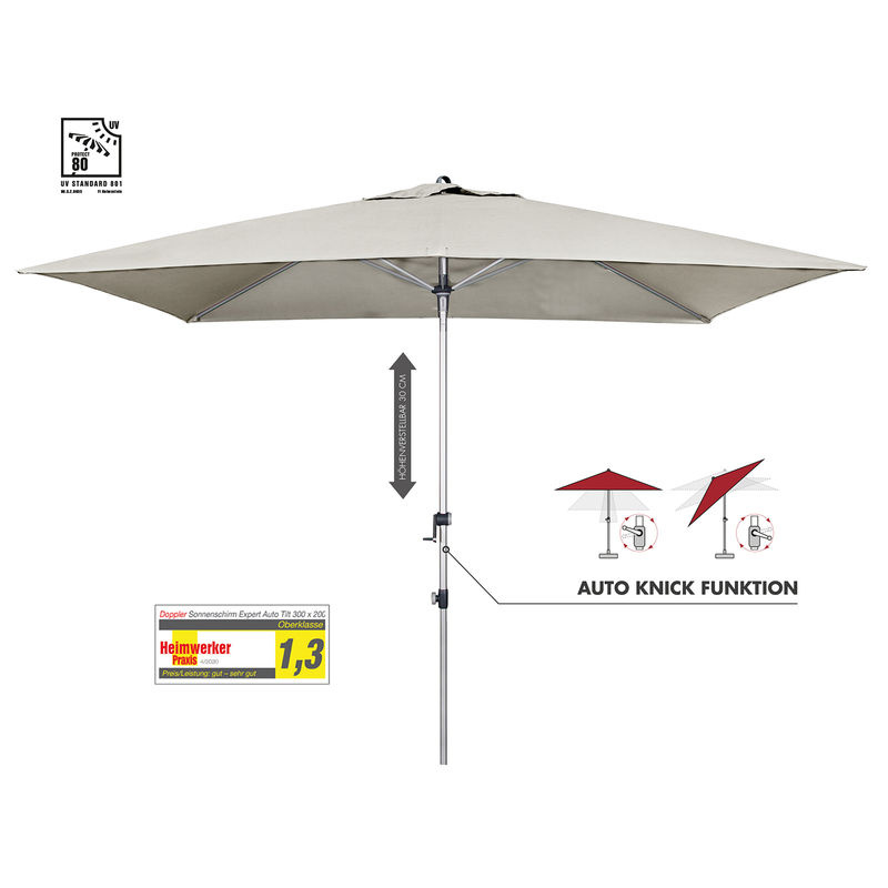 Doppler Sonnenschirm Expert mit Kurbel und Auto Tilt, grau, B: 300 cm, T: 200 cm - Bild 4
