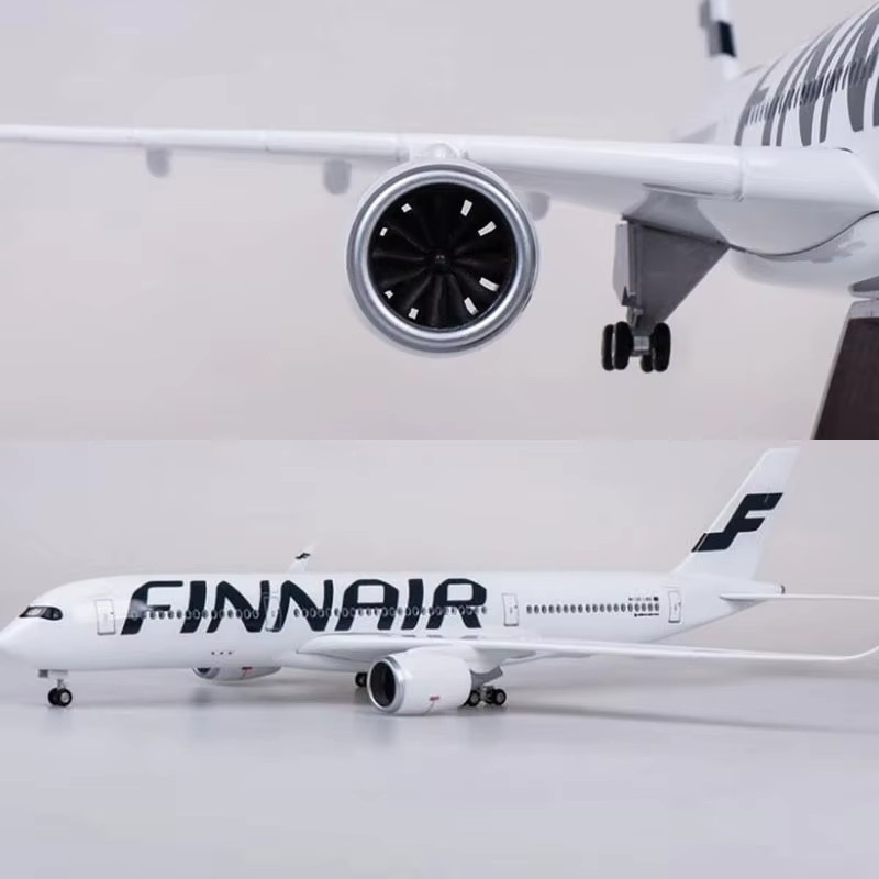 ZOCO Finnair A350 Simulation Zivilluftfahrtflugzeugmodell, Maßstab 1:142, mit Rädern und Lichtern - Bild 2