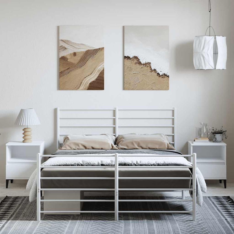 Vidaxl Metall-Bettgestell mit Kopfteil und Fußteil in Weiß, B/T/H: 150 x 200 cm - Bild 3