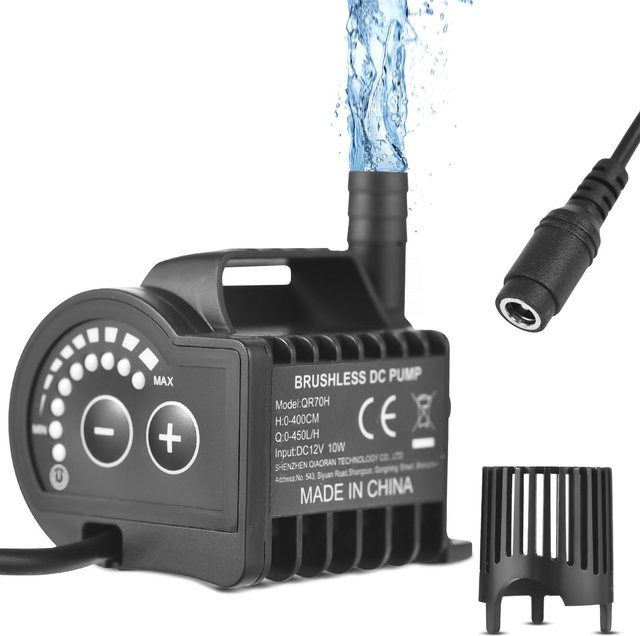 TOMTOP JMS Tauchpumpe 12 V in Schwarz mit 8 einstellbaren Stufen und 0-700 L/H Förderleistung für Springbrunnen - Bild 1