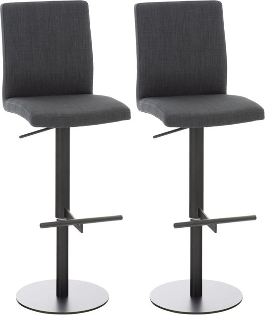 DELUKE 2er Set Barhocker DIVER höhenverstellbar mit Lehne, Stoff Dunkelgrau und Schwarz, drehbar, B/T/H: 40 x 49 x 93 cm - Bild 1