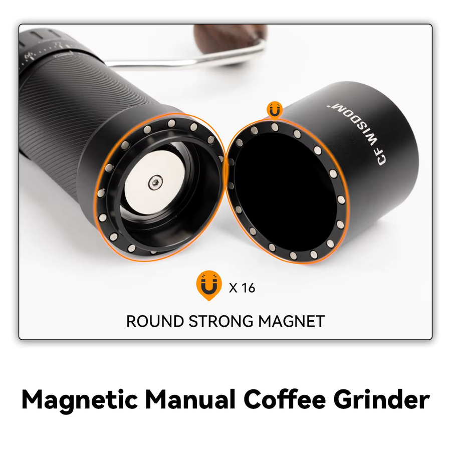 CF Wisdom Handmühle aus Edelstahl mit konischem Mahlwerk und Präzisionseinstellung in Schwarz oder Silber - Bild 4