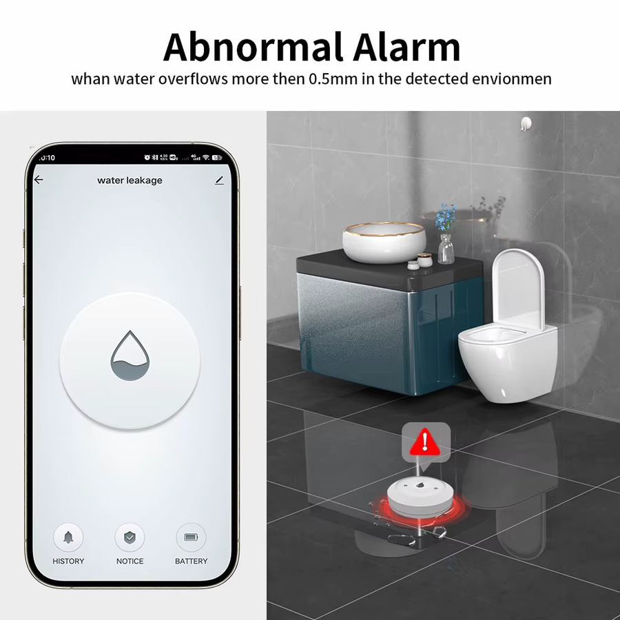 TNCE Tuya Zigbee 3.0 Smart Wasserlecksensor in Weiß zur Fernüberwachung via Smart Life App mit Überschwemmungsalarm und Kompatibilität für Alexa und Google Home - Bild 3