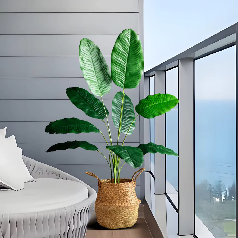 Künstliche Paradiesvogel-Pflanze von Kmitang, tropischer Kunstbaum mit Bananenblättern aus Kunststoff, Höhe: 85 cm - Bild 5