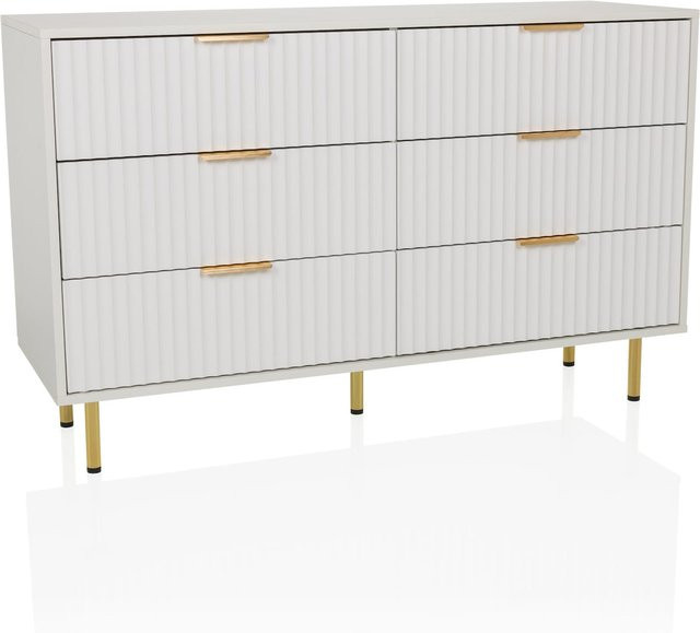 hjh LIVING Sideboard HJELLE Mid-Century Design in Weiß Matt aus Melaminharzbeschichteter Spanplatte und MDF - Bild 1