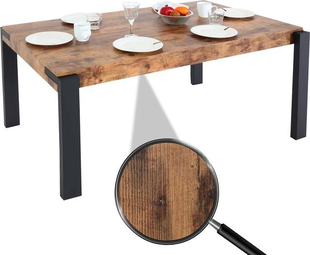 MCW Esstisch L53 im Industrial Design aus Metall und Wildeiche, Farbe Braun, B: 140 cm, T: 80 cm, H: 76 cm - Bild 1