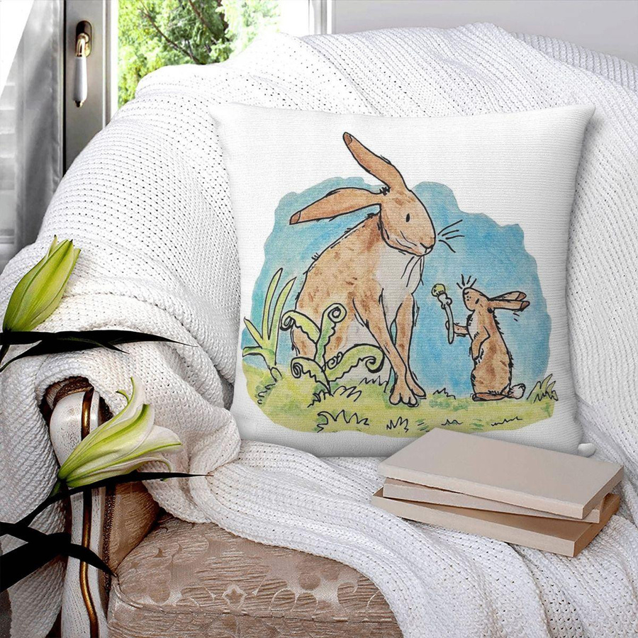 Quadratischer Kissenbezug mit Kaninchen-Print aus Polyester und Leinen, Mehrfarbig, B/B/B: 18 x 18 x 18 cm - Bild 2