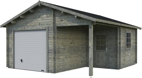 Palmako Holzgarage Roger mit Sektionaltor in Grau, B/T: 510 x 550 cm - Bild 2