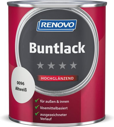 RENOVO Buntlack für Holz in Weiss, Hochglanz, deckend, 0,75 l - Bild 1