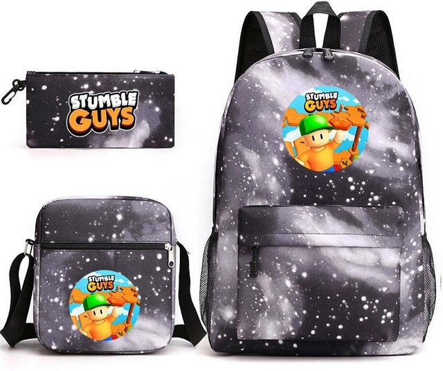 3-teiliges Schulrucksack-Set für Schüler in Grau aus Oxford-Stoff mit Schultasche und Federmäppchen - Bild 1