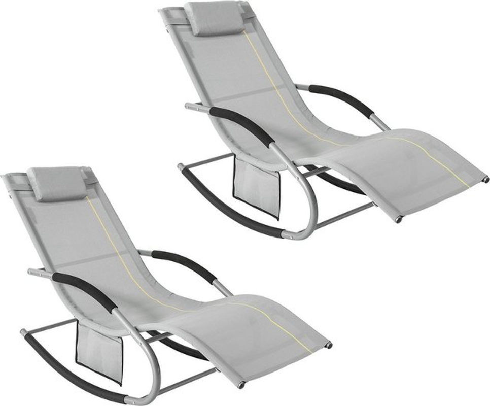 SoBuy Gartenliege Schaukelstuhl-Set für 2 Personen, Grau, Modern, B/T/H: 150 x 63 x 87 cm - Bild 1