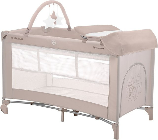 Kikkaboo Reisebett So Gifted Plus in Beige mit zwei Ebenen, Spielbogen und Wickelauflage - Bild 1