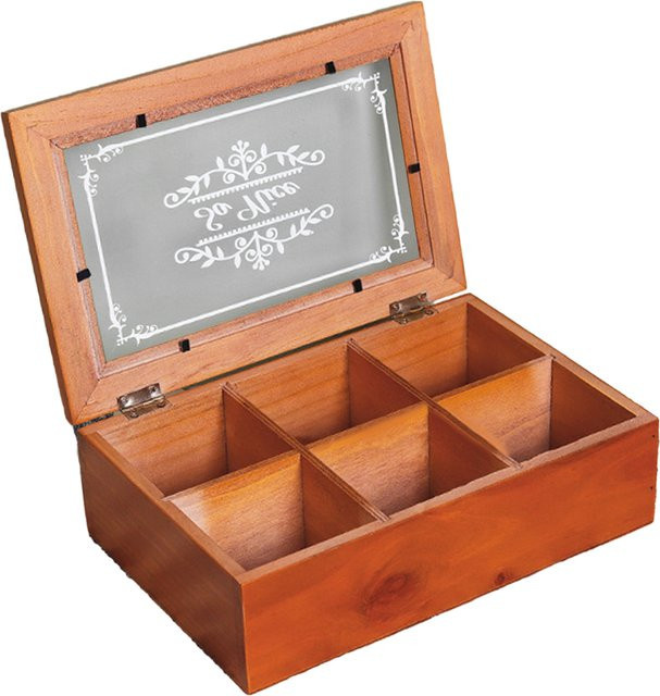 Vintage Holz Aufbewahrungsbox für Teebeutel und Schmuck in Braun - Bild 1