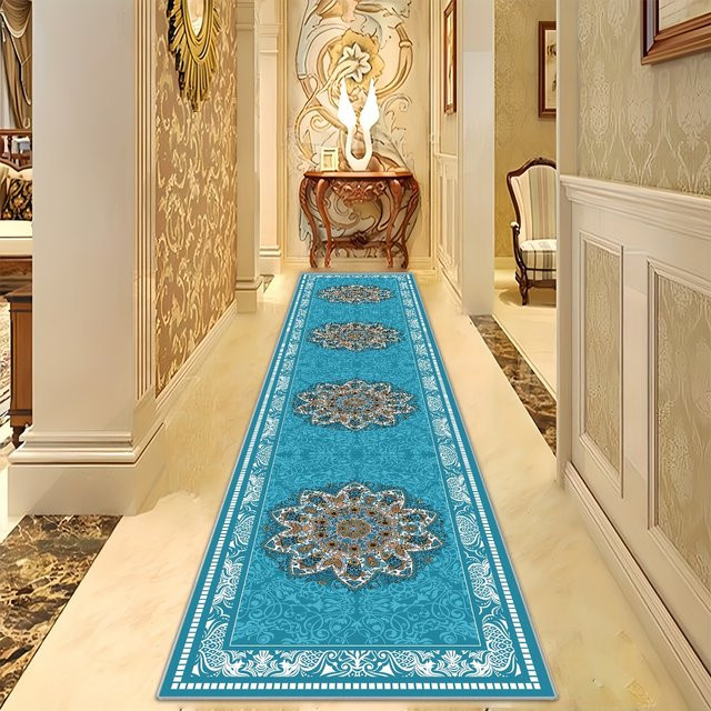 VIKAMA Korridor-Bodenteppich im orientalischen Stil, Farbe: Türkis, B/T/H: 120 x 40 x 40 cm - Bild 1