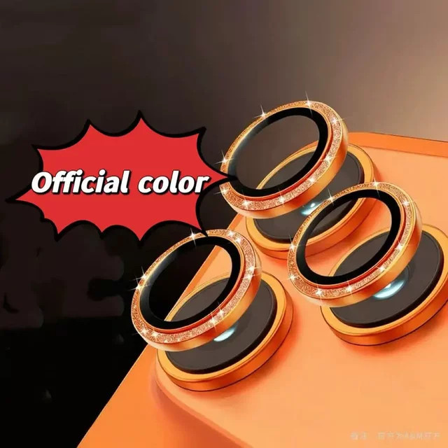 2 bis 3 Stück Orange Glitter Kamera Objektiv Schutz Abdeckung für iPhone 16 17 Pro Max Plus - Bild 1