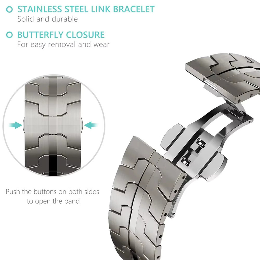 jansin Uhrenarmband Edelstahl, Silber, Unisex, für Samsung Galaxy Watch Ultra 47mm - Bild 2