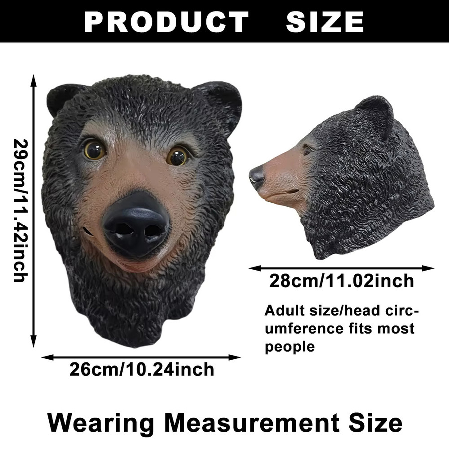 patygr Schwarzbären-Maske, Braun, Kunststoff, Unisex - Bild 2