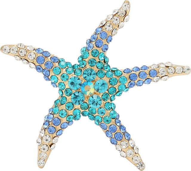 TOMTOP JMS Brosche Seestern, Strass, Ozeanblau, Damen - Bild 1