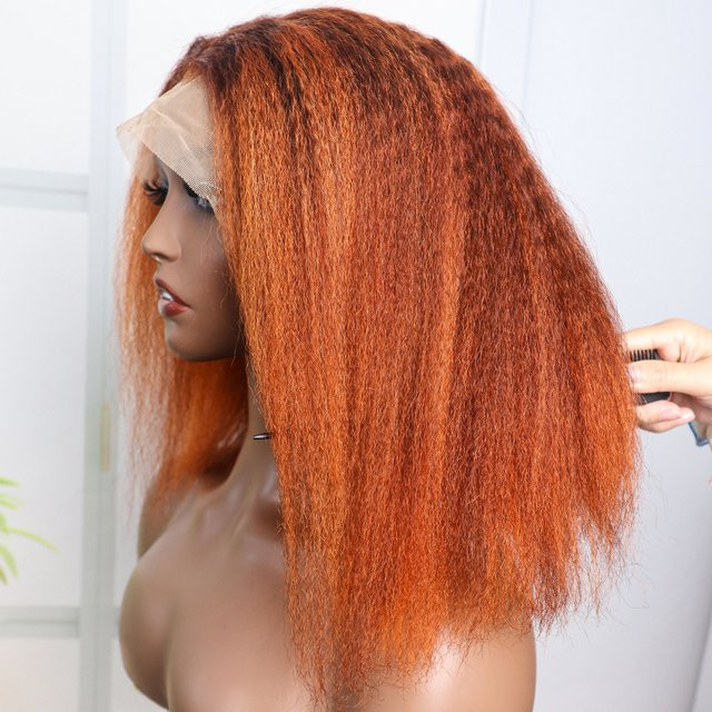 Doralia Bob Perücke, Remy Echthaar, 13x4 HD Spitze, braun Ingwer Orange - Bild 1