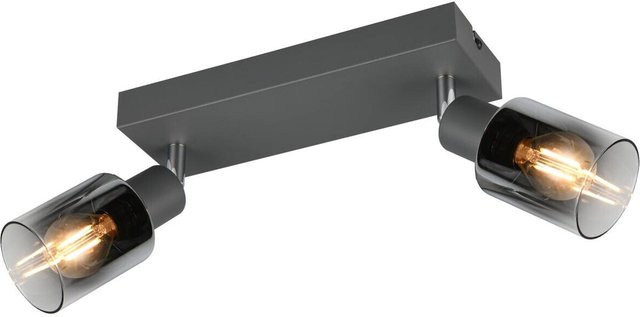Reality Spot Cadiz 2-flg. Strahler aus Metall und Glas in Anthrazit B/H/T: 27,5 x 17 x 8,5 cm mit 2 E14 Fassungen - Bild 1