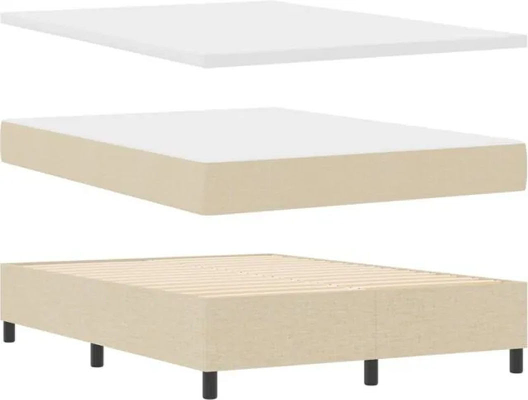 vidaXL Boxspringbett mit Matratze und Bank in Beige aus Stoff, B/T/H: 160 x 200 x 128 cm - Bild 1