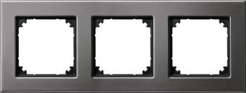 Merten Metallrahmen 3-fach in Silber und Grau mit Schraubbefestigung - Bild 1